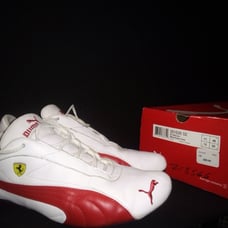 PUMA 301526 02 FERRARI WHITE RED LACE-UP SNEAKERS - SIZE 12