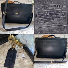 Vintage 90’s Coach Lexington 5265 Black Leather Briefcase Work Messenger Bag