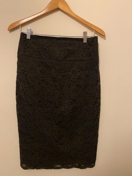 Express Khaki Lace Pencil Skirt
