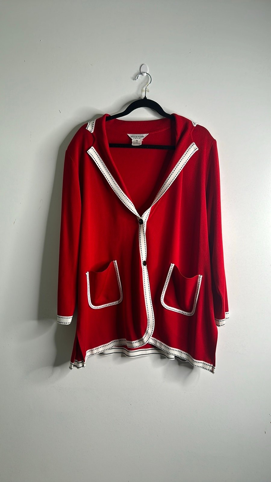 Misook red knit cardigan button up size 3x