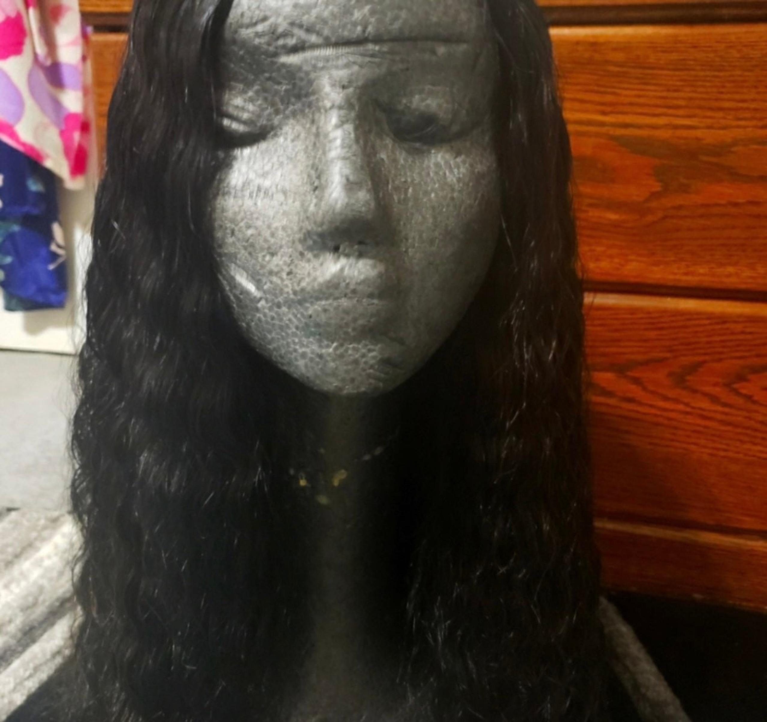 Mimo long curly black wig deep curly 20" synthetic hair wig no lace front