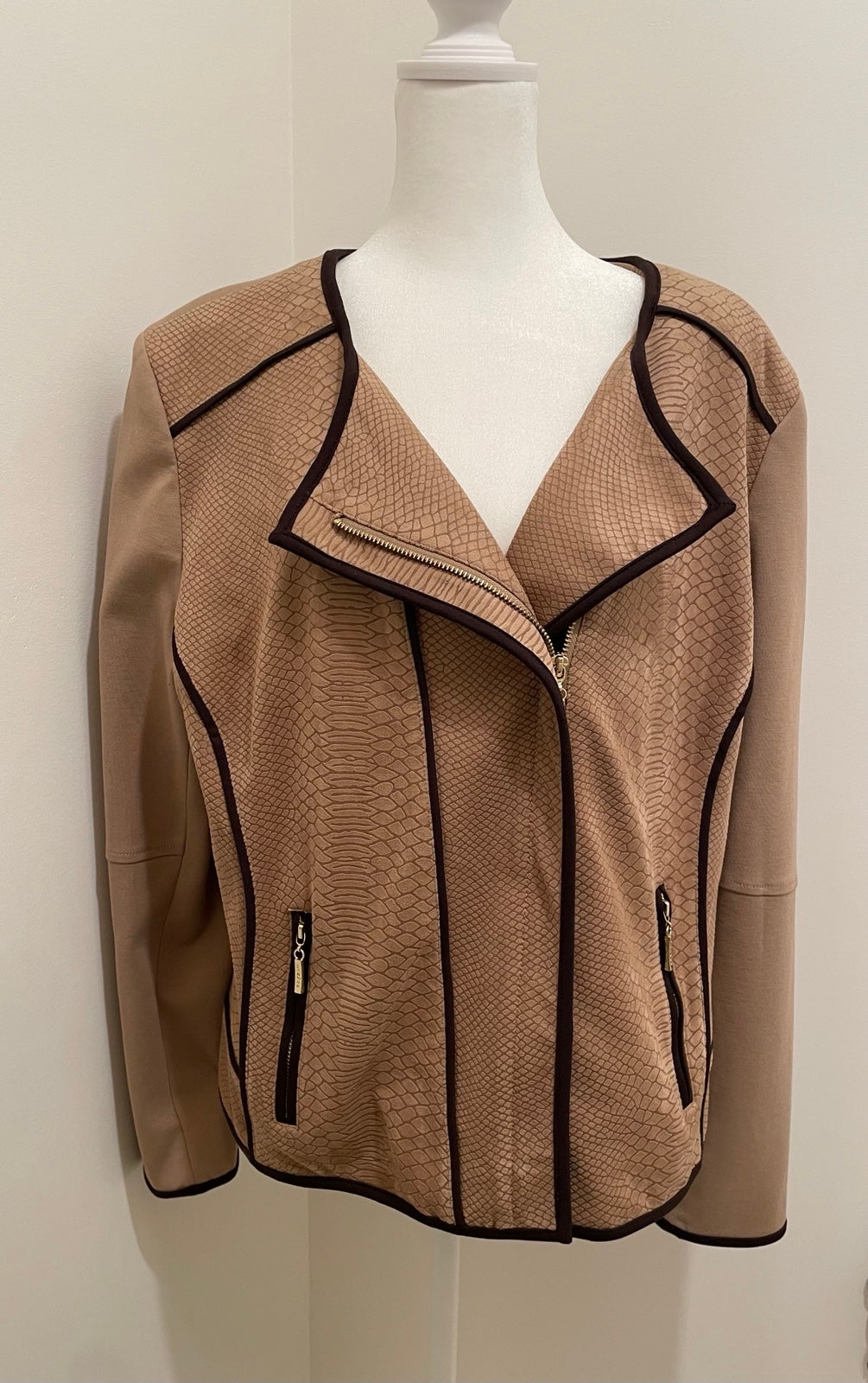 Women’s Nygard Snakeskin Embossed Faux Suede Moto Jacket XL
