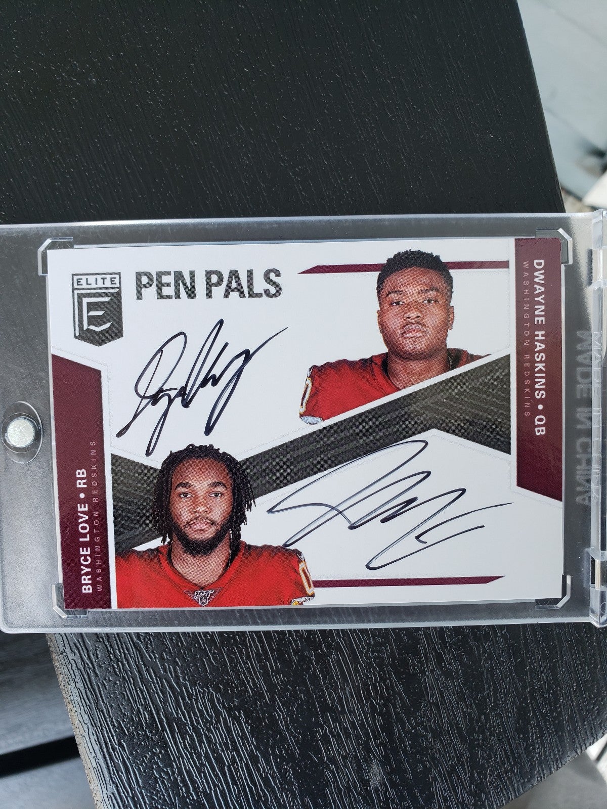 2019 donruss elite penpals dual Dwayne Haskins/Bryce Love autograph