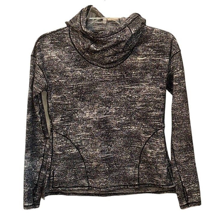 Lululemon Forever Endeavour Long Sleeve Hood Pullover Jacquard Black White SZ 4