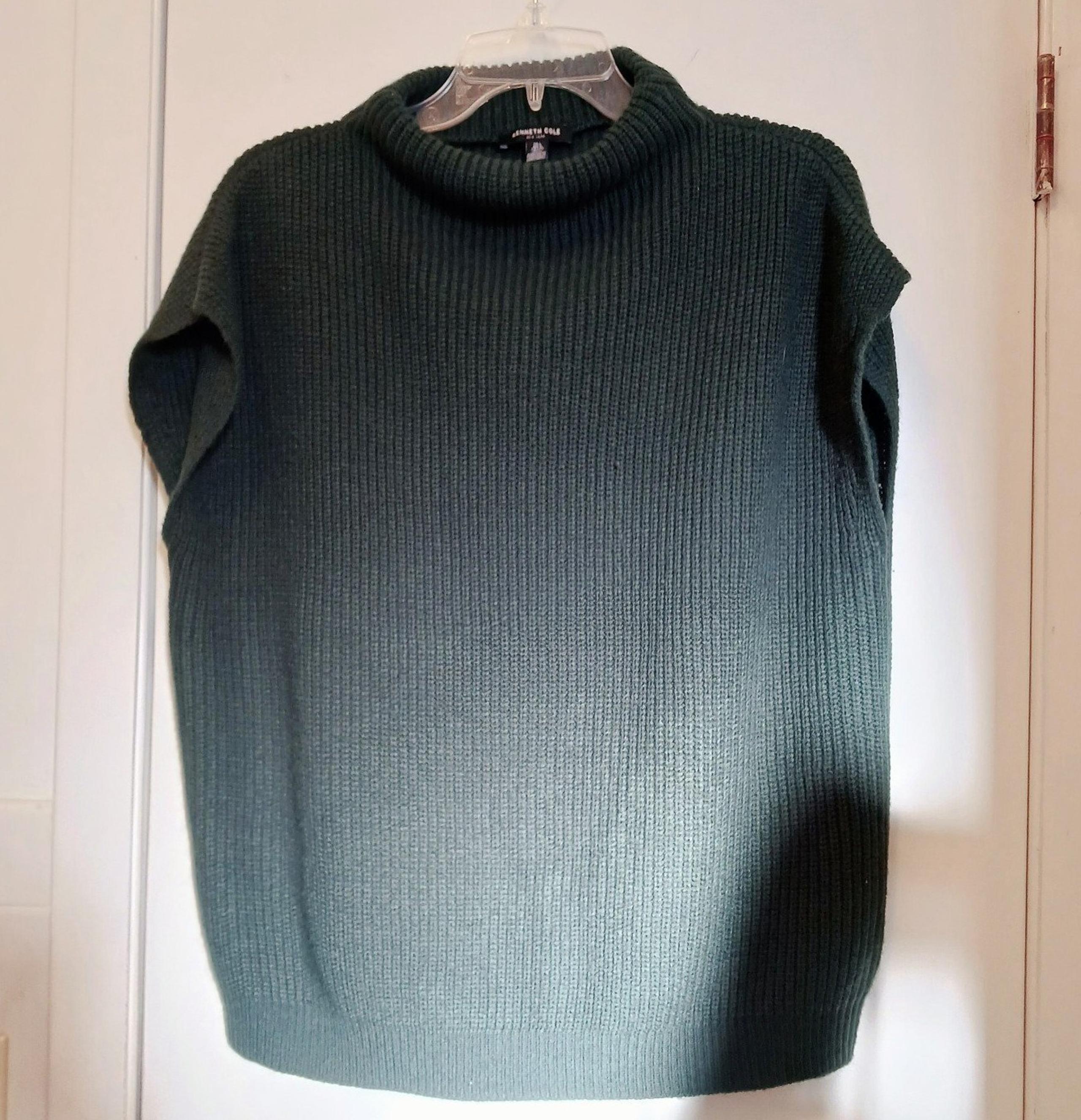 Kenneth Cole Dark Forest Green Mock Turtleneck Knit Top Sz L