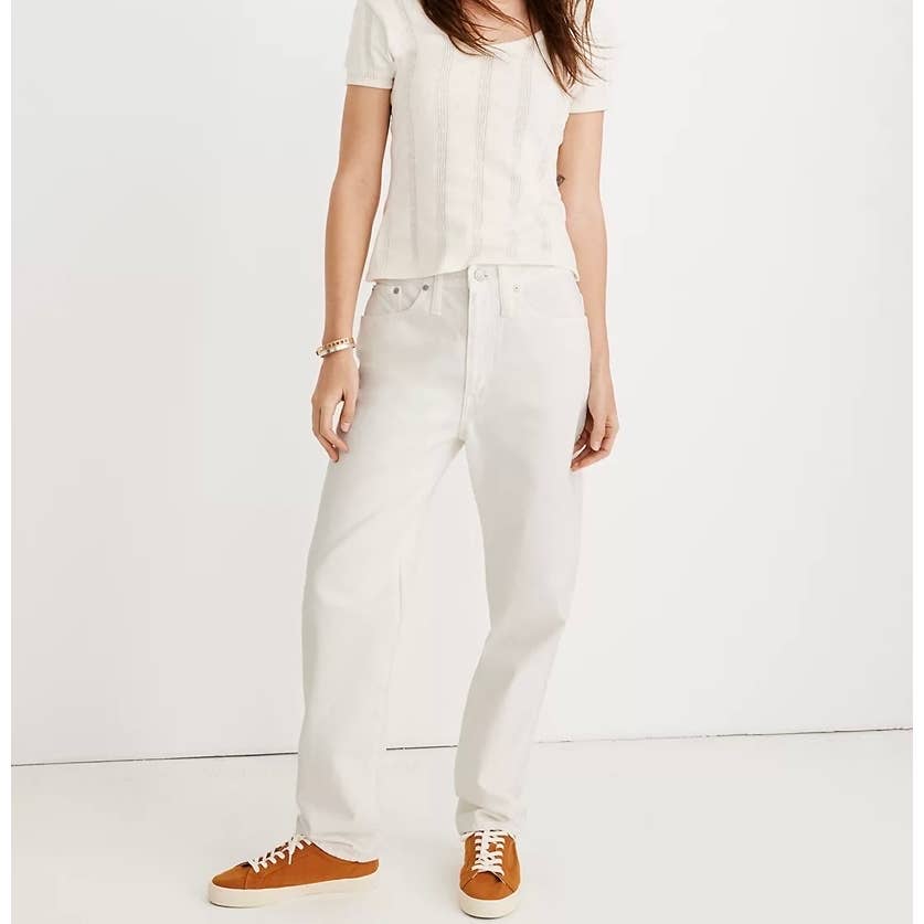 Madewell Tile White Preppy Baggy Dad Jean