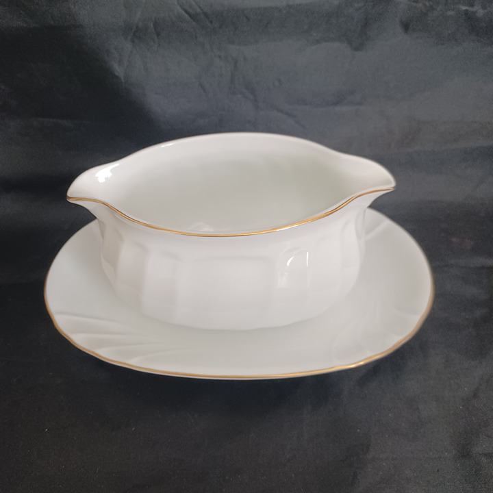 Mikasa Wedding Band Gold Gravy Boat and Underplate Set Fine China