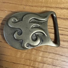 Vintage Laurie Fire Flames Solid Brass Bikers Belt Buckle