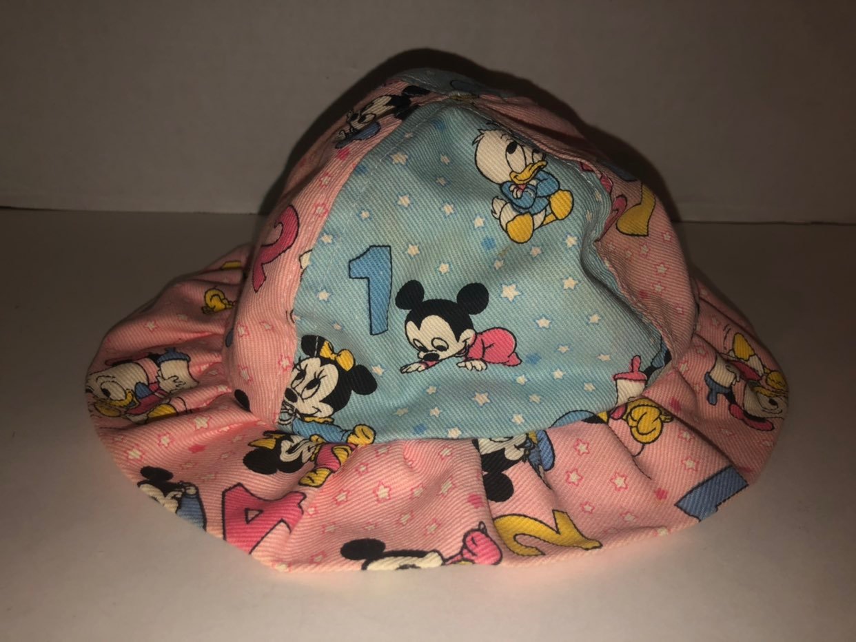 Vintage Disney Babies Bucket Hat Mickey Minnie Donald Pluto Daisy Toddler Child