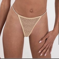 For Love & Lemons Victorias Secret Gold Glitter Diamonds Diamante Thong Panty S