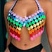 NEW! RAINBOW PRIDE Chainmail Halter Breast Plate Halter Crop Top ONE SIZE