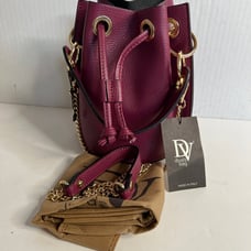 NWT Divas Italian Leather Bucket Handbag in purple