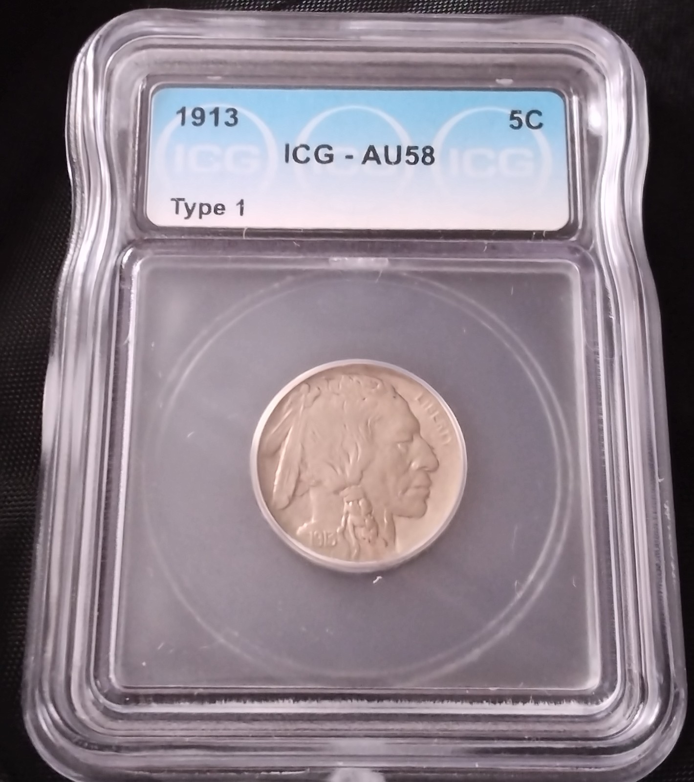 ICG AU-58 1913 P Buffalo Nickel - Type 1