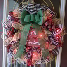 Merry Christmas wreath with lights