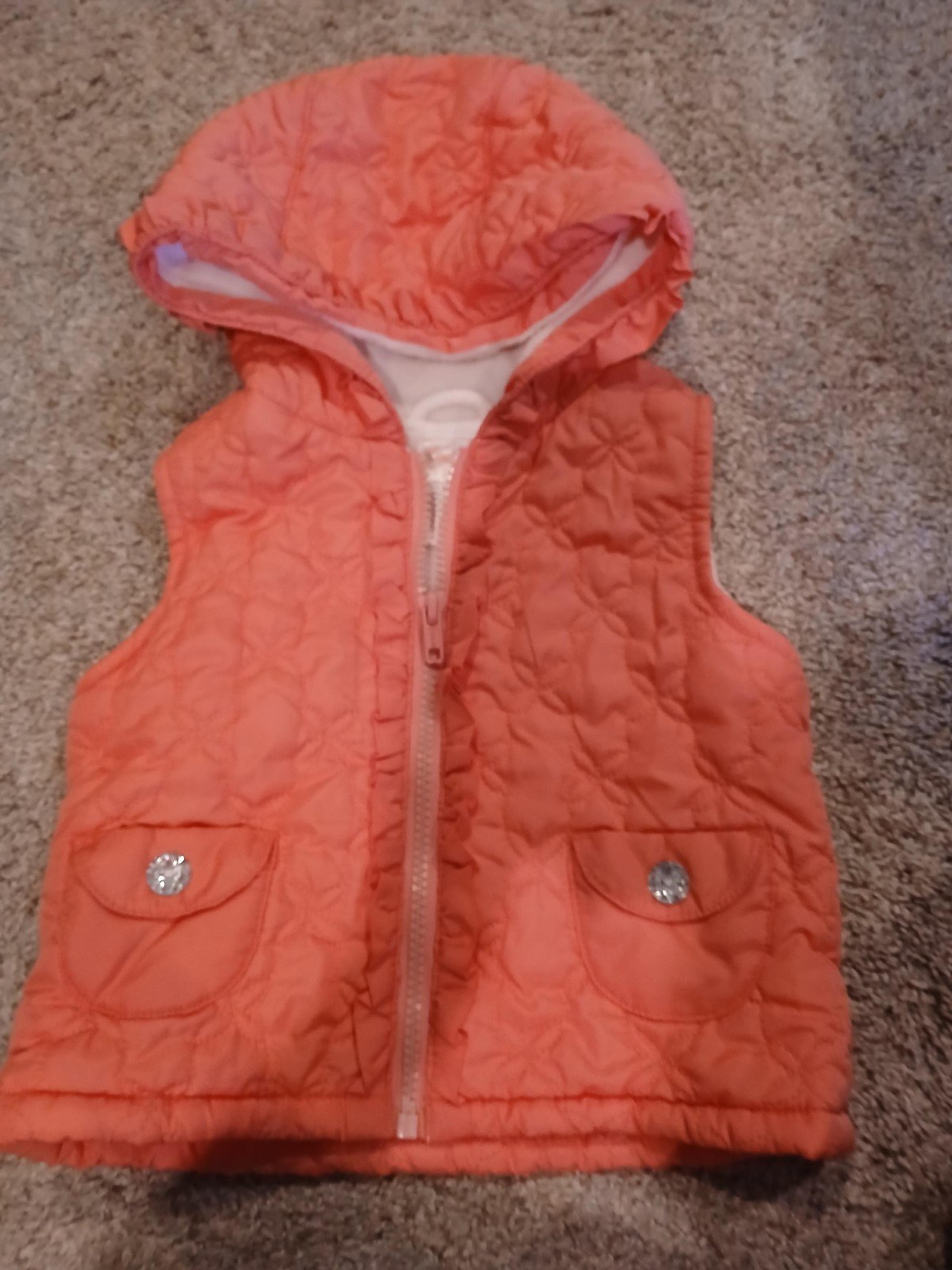 Gymboree Toddler Girls Peach Quilted Hooded Vest Size 12-24 Months