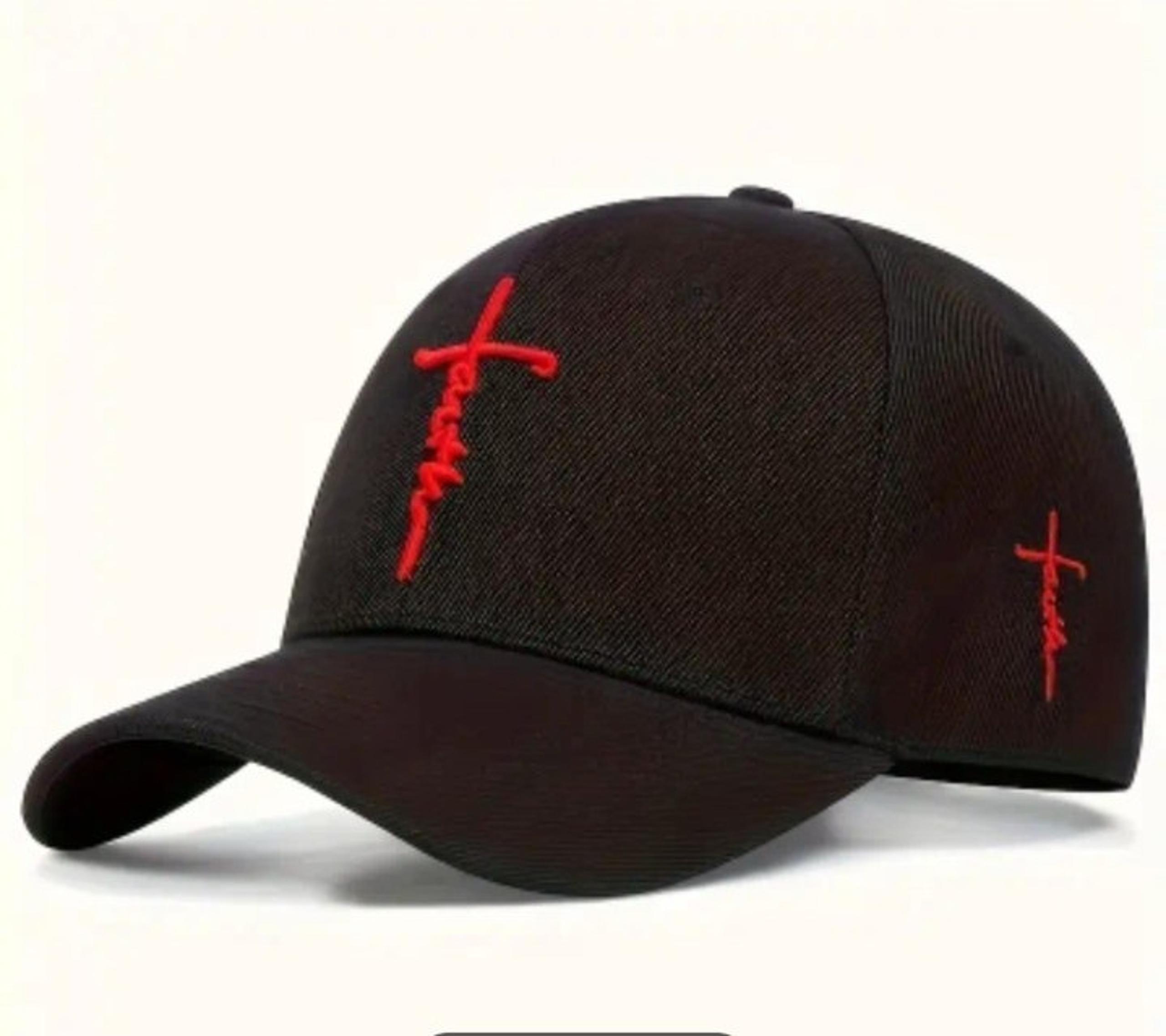 Unisex Cross Faith Adjustable Baseball Cap Red/Black