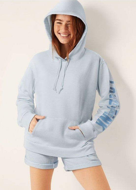 VS PINK BNWT Light Blue Campus Pullover L