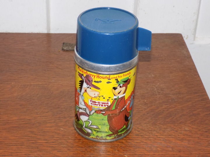 Vintage Huckleberry Hound and Friends Metal Thermos