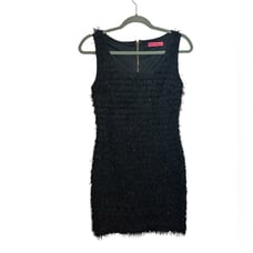 Betsey Johnson Metallic Black Fringe Party Dress