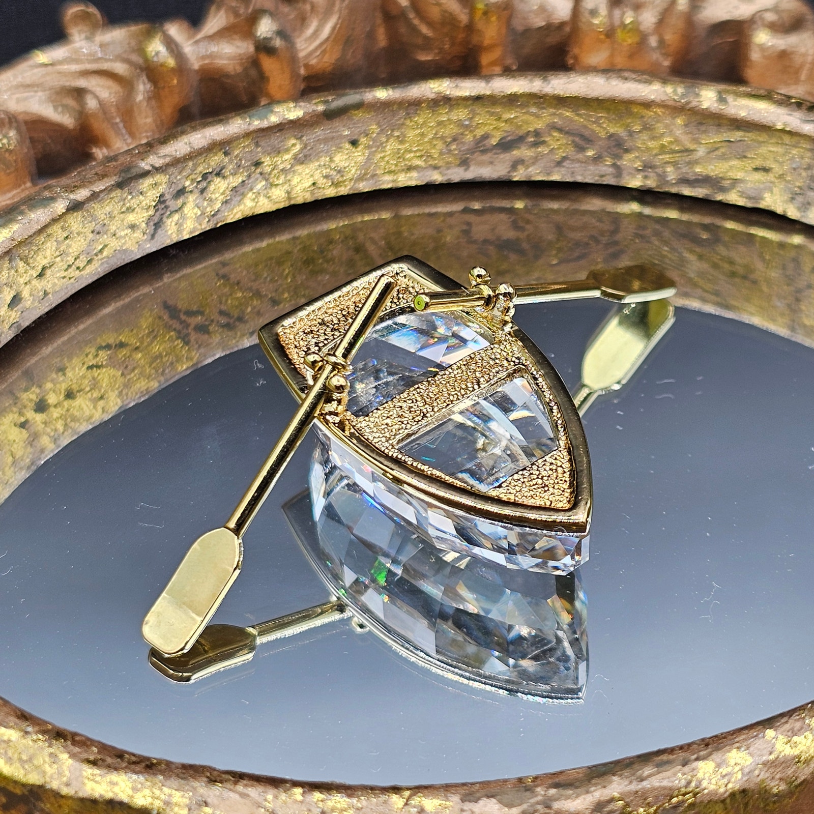 Swarovski Crystal Memories Row Boat Figurine - Vintage Gold-Plated Miniature