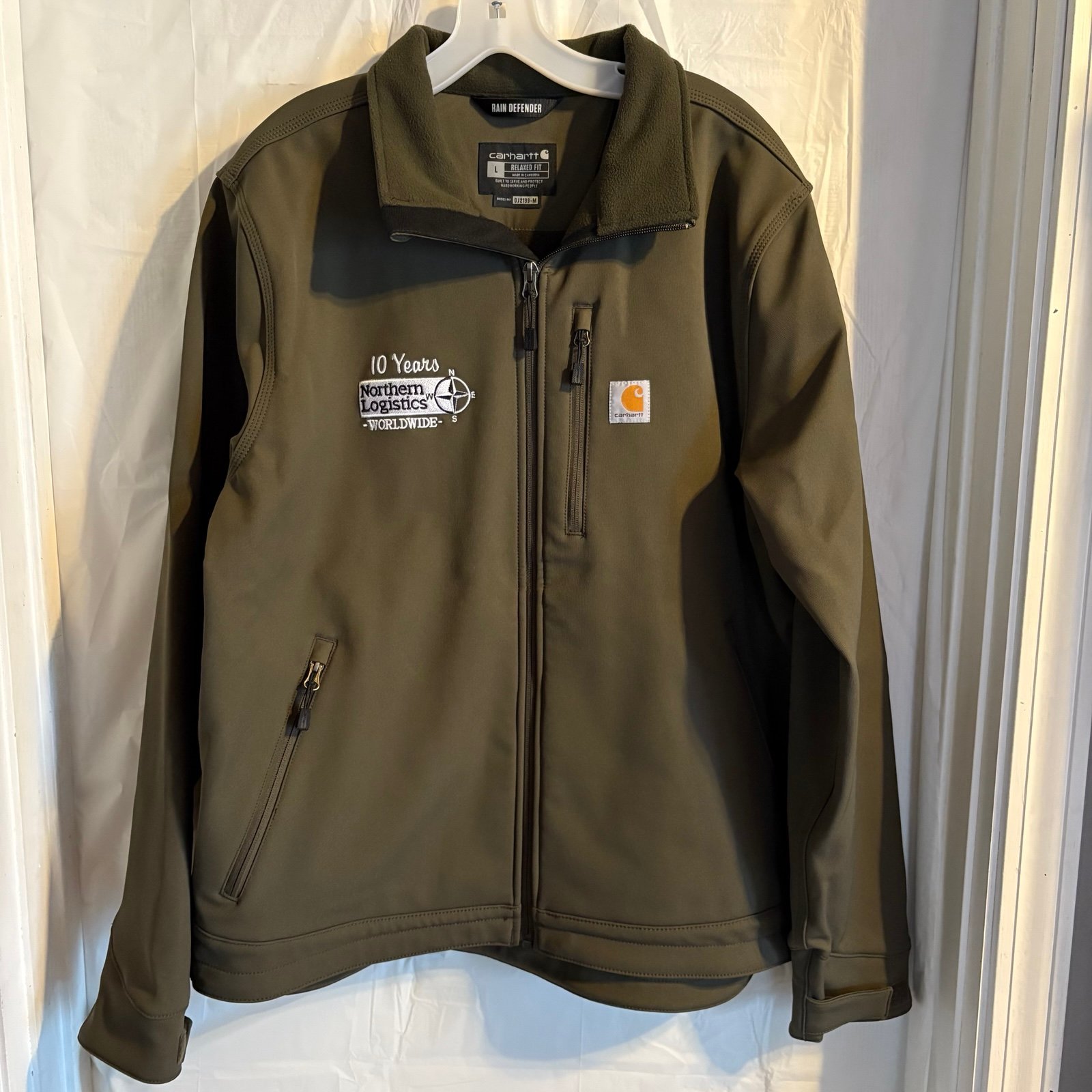 Carhartt Men’s Rain Defender Softshell Jacket Sz Large Heavyweight Olive Green