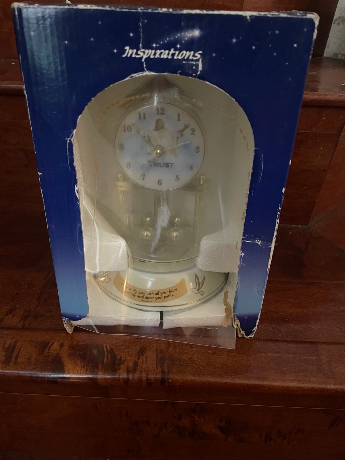 Inspirations Anniversary Clock Trust Religious Jesus Proverbs 3:5-6 RARE