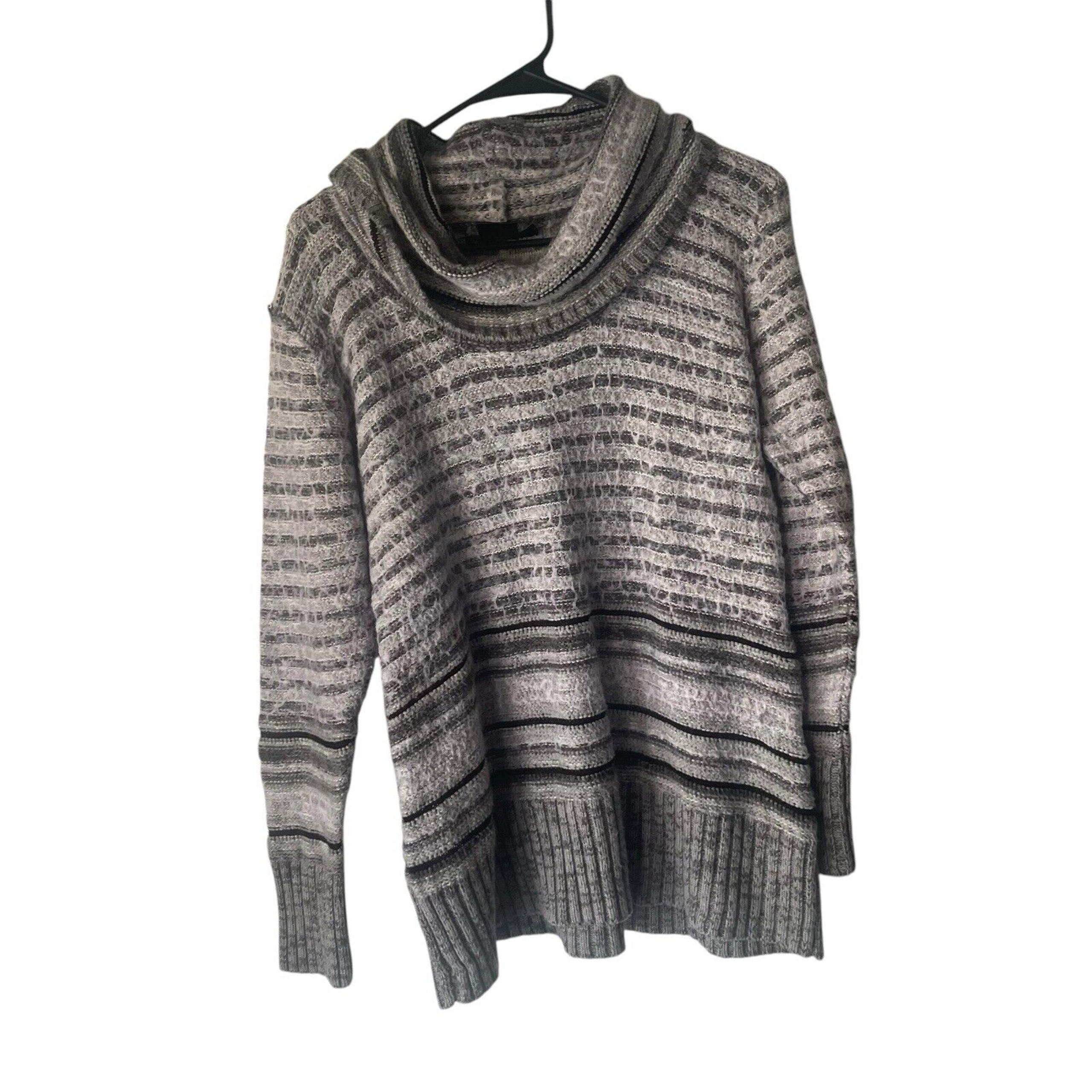 United States Sweaters Women's Size XL Cowl Neck Striped Gray Knit Cozy Sweater