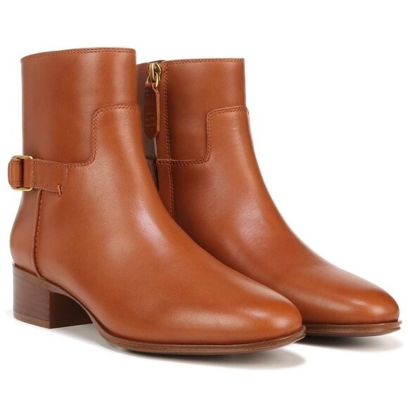 NEW Franco Sarto Sarto Joanne Ankle Boot Cognac Brown Leather