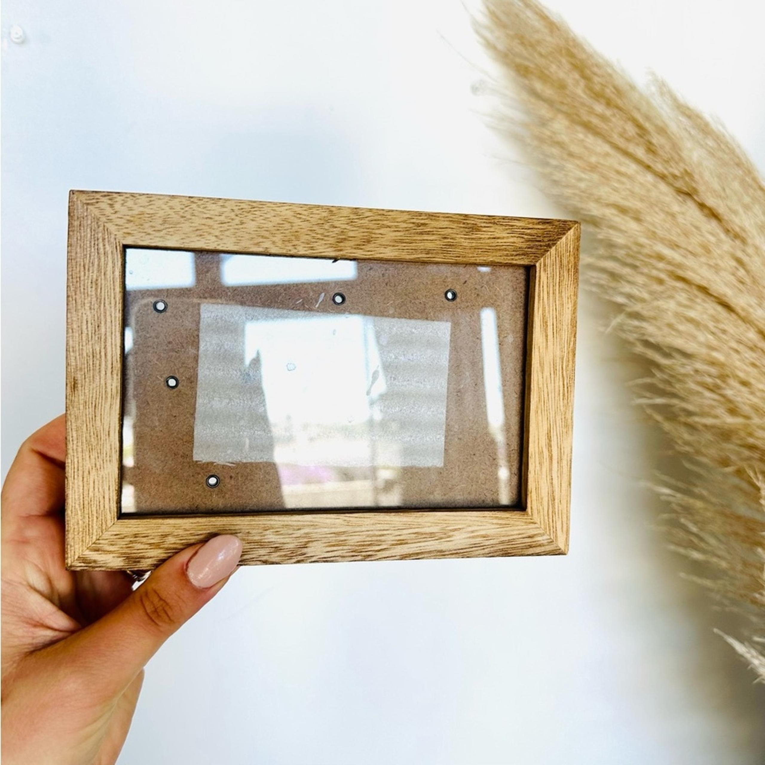 VINTAGE ANTHROPOLOGIE Brown Tan Wood Photo Picture Frame Y2K 90s 80s Rustic Fall