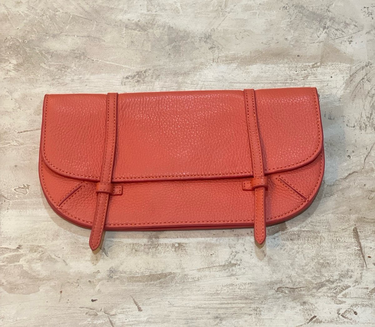 Banana Republic Timeless Versatile Orange Leather Clutch NWOT