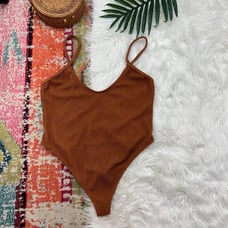 NEW Good American Brown Smock Textured One Piece Swimsuit Plus Size 5/6 2XL/3XL