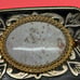 ESTATE FIND GOLD TONE WITH BLACK DISTRESS PETRIFIED PALMWOOD BELT BUCKLE