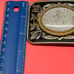 ESTATE FIND GOLD TONE WITH BLACK DISTRESS PETRIFIED PALMWOOD BELT BUCKLE