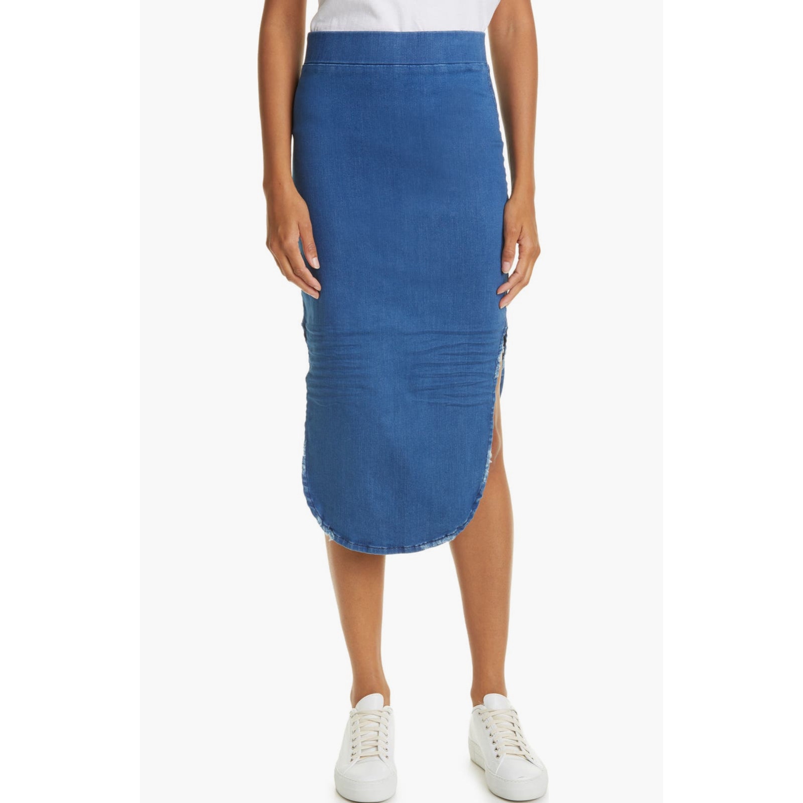FRANK & EILEEN NWOT Donegal Unforgettable Skirt Size 4 268 MSRP Blue Denim Wash