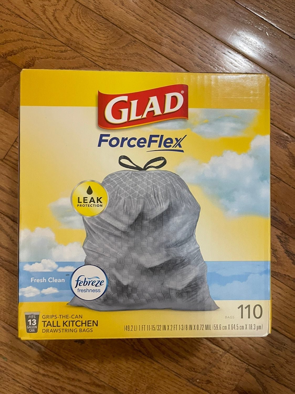 Glad Force Flex Febreze 13 Gal Tall Kitchen Drawstring Trash Bags (110 Bags)