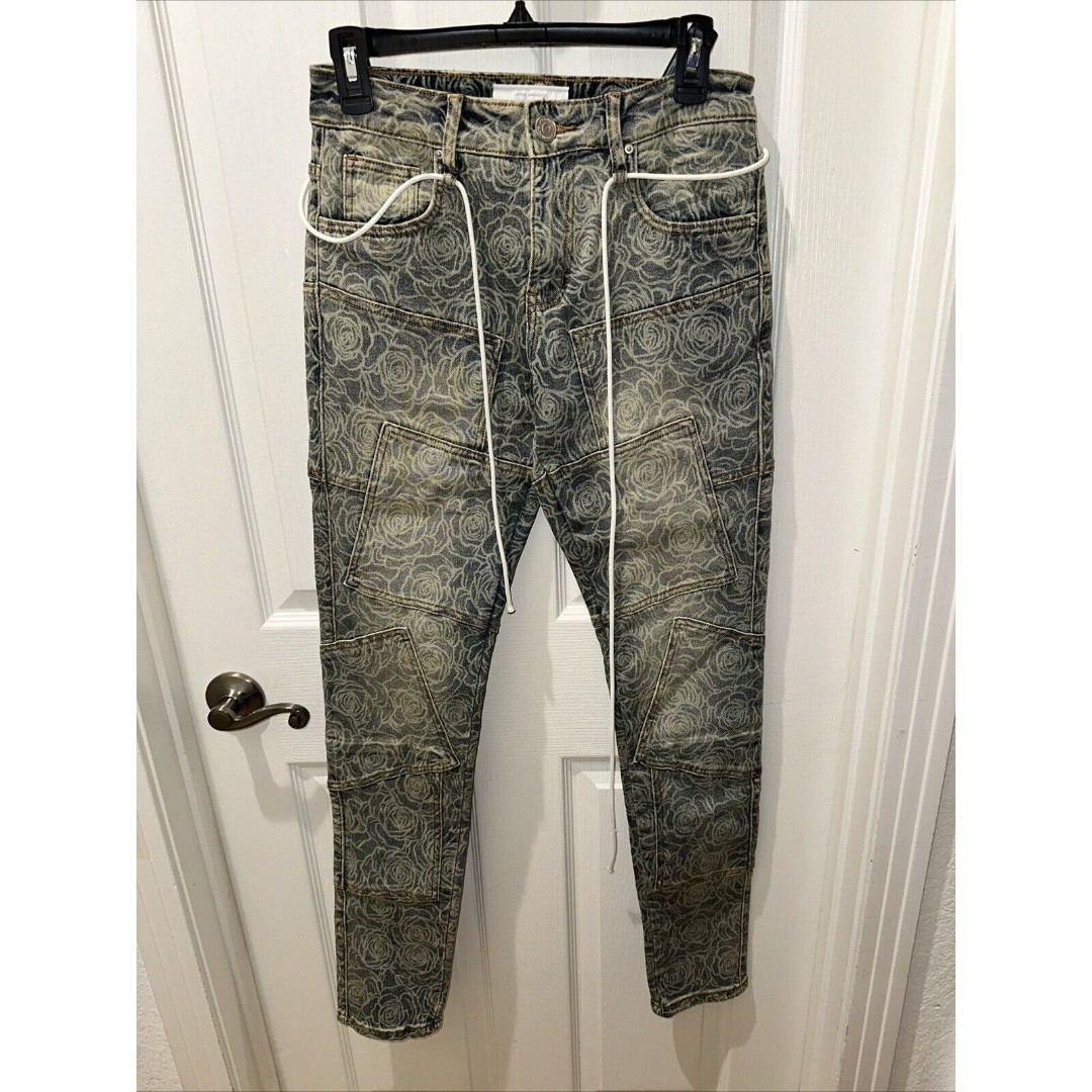 Lifted Anchors Los Angeles Patch-Work Rose Denim Skinny Jeans Size 28/32L Men's
