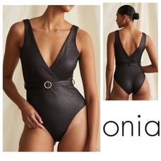 New! ONIA Michelle Wrap Croco Print One Piece Swimsuit