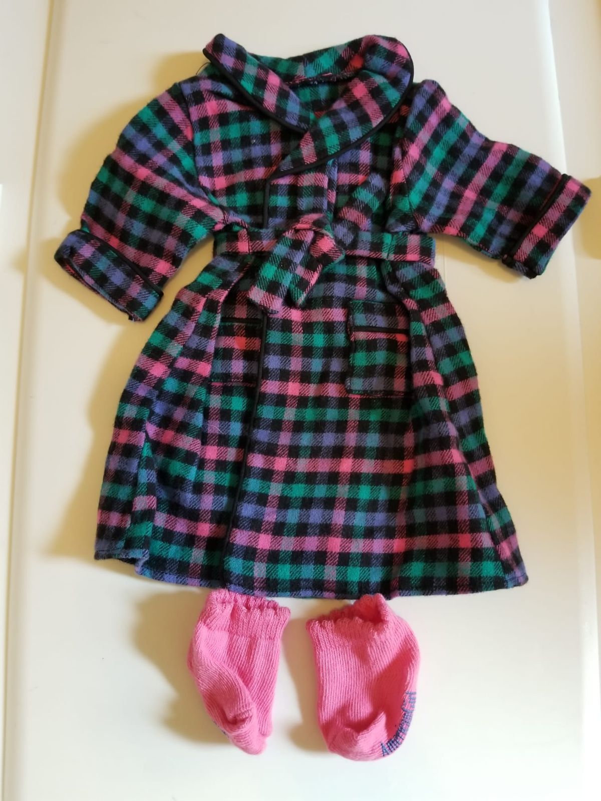 American girl PC plaid robe and socks