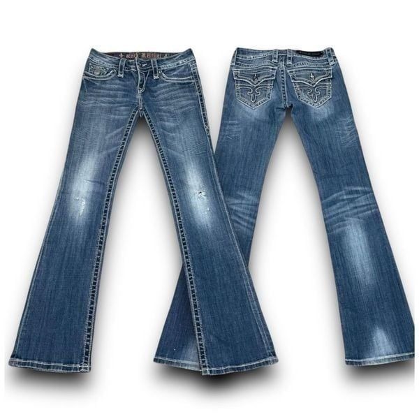 Rock Revival Distressed Celine Boot Medium Wash Jeans Women’s Size 27