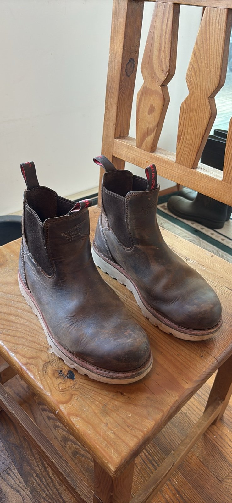 Size 10.5 brown Red Wing Chelsea Boots w/ Traction Tred Sole