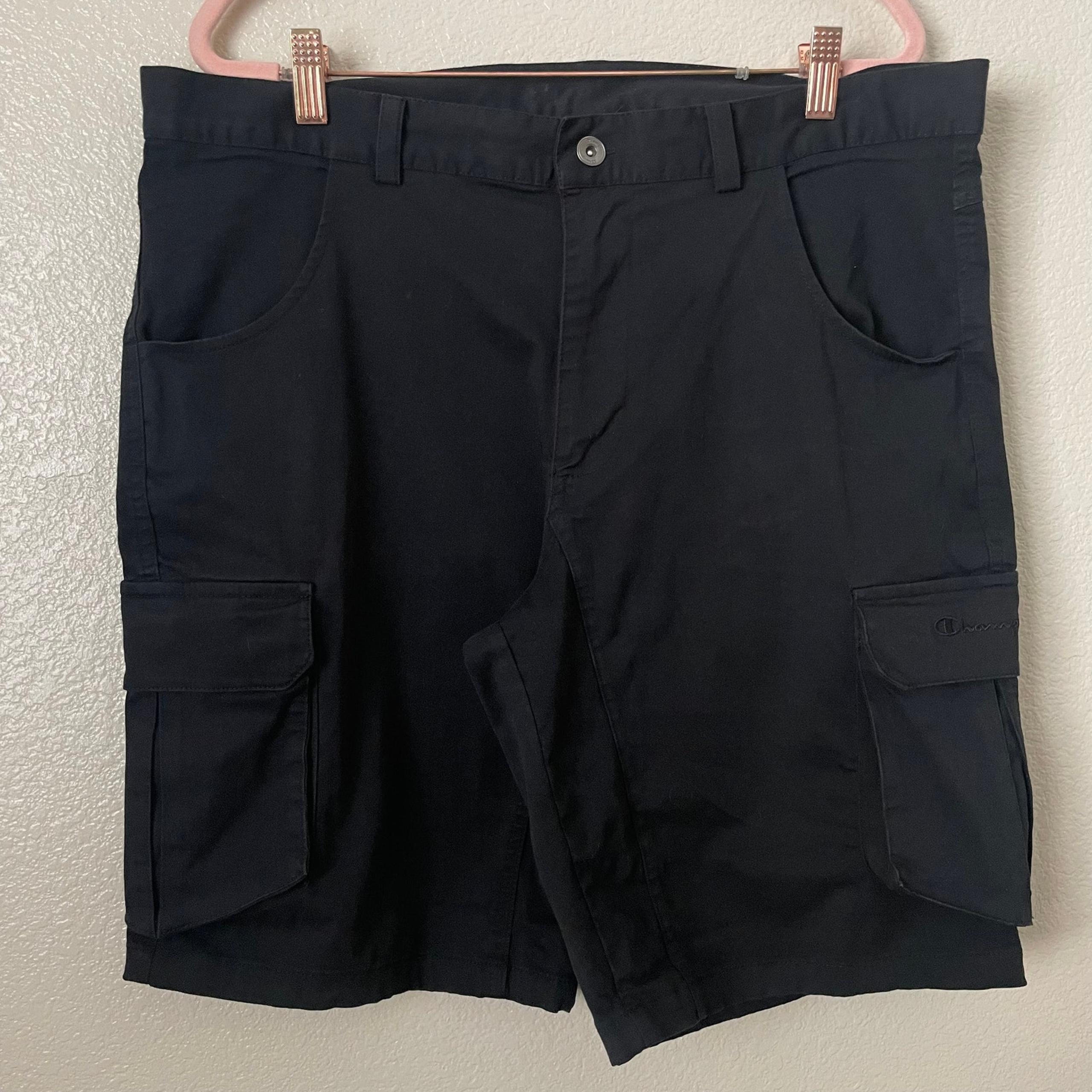 Champion Shorts Mens XL Black Cargo Cotton Baggy Casual Skater Y2K Grunge Twill