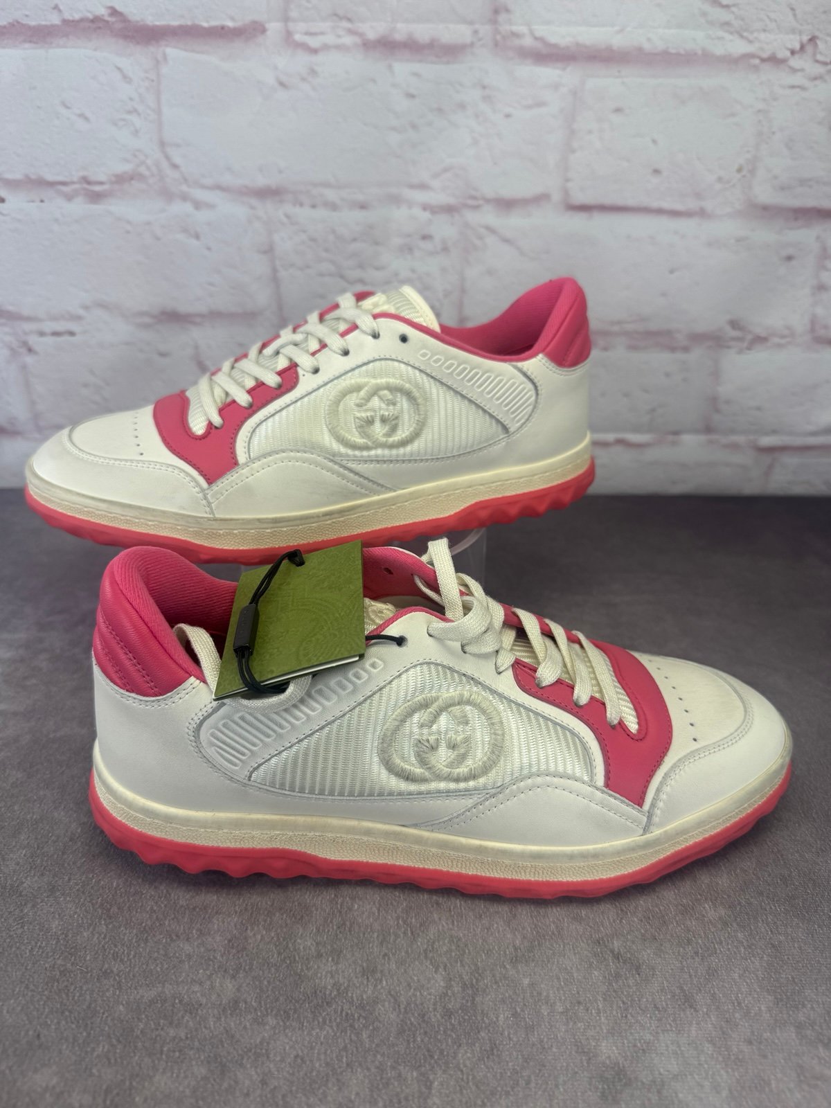 Authentic Gucci MAC80 Women's Pink White Sneakers Laceup 39