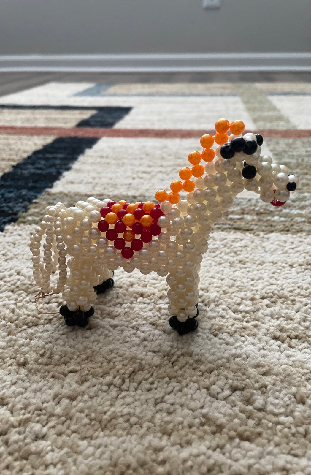 Handmade beaded horse ornament