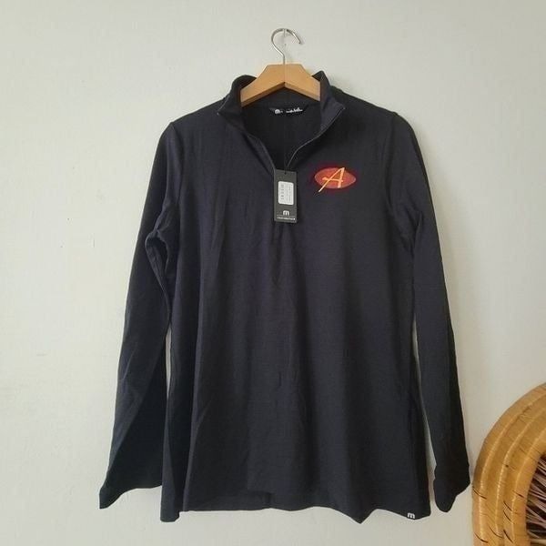 Travis Mathew Crestview 1/4 Zip Pullover Black Logo NWT M