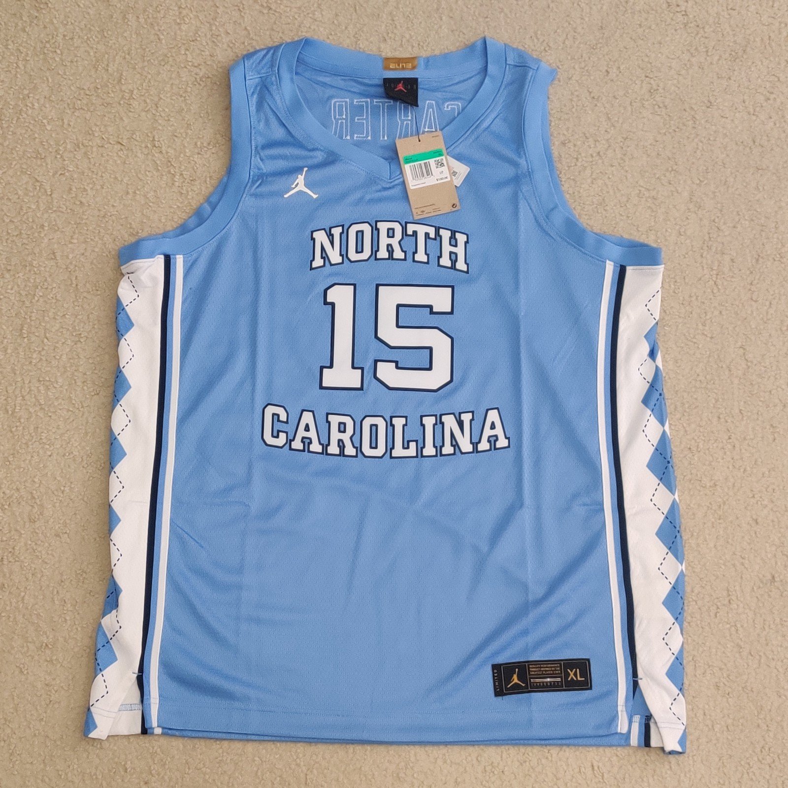 Nike Jordan Elite UNC Carolina Tarheels Vince Carter Jersey BV2576-448 Multi Sz