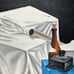 Vintage Original Still Life Acrylic Painting on Canvas Wine Bottle Camera Signed