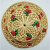 Set of 3 Woven Wicker Rattan Boho Hot Plate Trivets Straw Raffia Tan Green Red