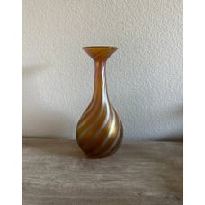 Magic Sands Hand Blown Art Glass Vase Hues of Orange Iridescent Artist Signed