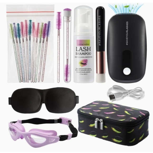 Eyelash Extension Care Kit Cleaning Kit Supplies with Lash Fan