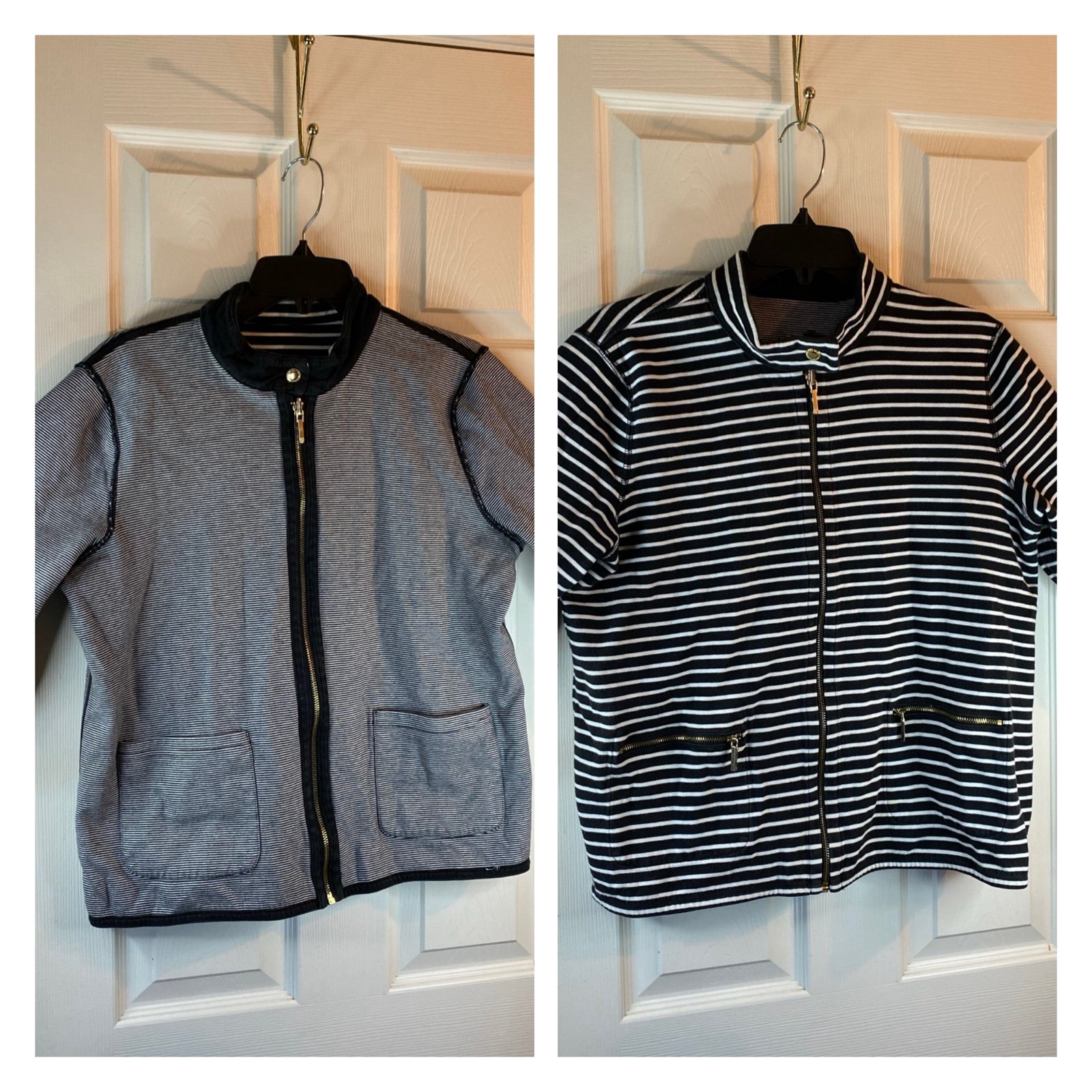 Lauren Ralph Lauren Women XL Reversible Sweatshirt Full Zip Pockets Striped Fun